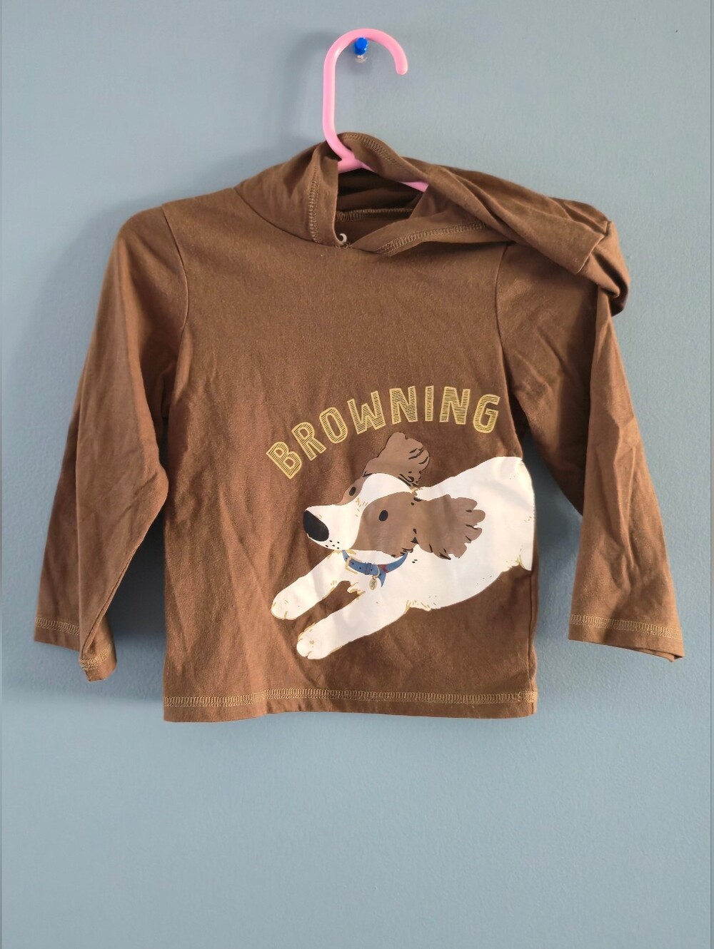 Brown Hooded Long Sleeve Top With Dog By Browning for Toddler Boys 2T